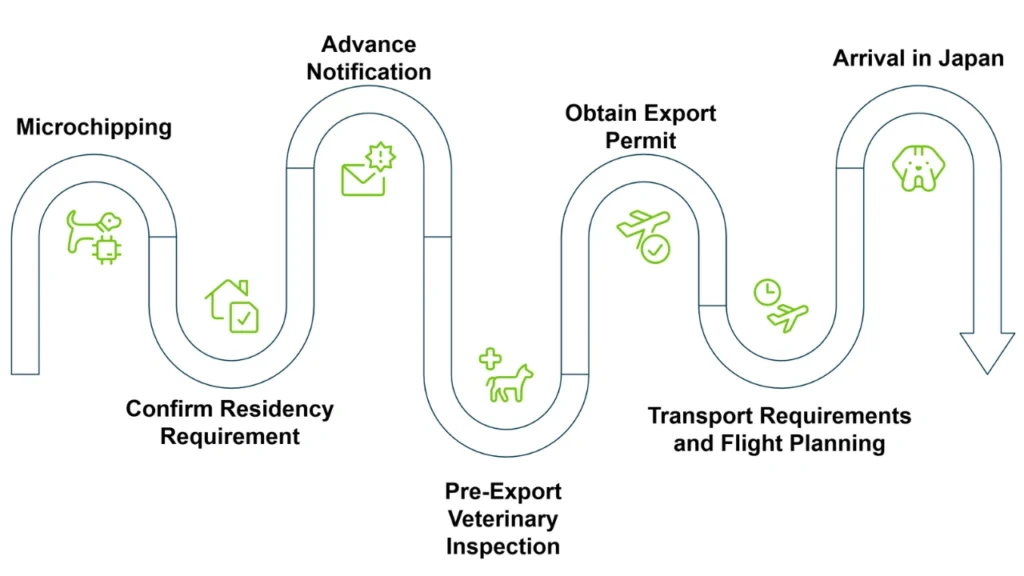Step-by-step process for bringing your pet to Japan for Australia.