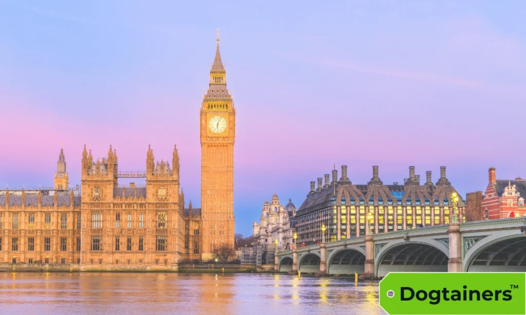 A landscape of London, including Big Ben.